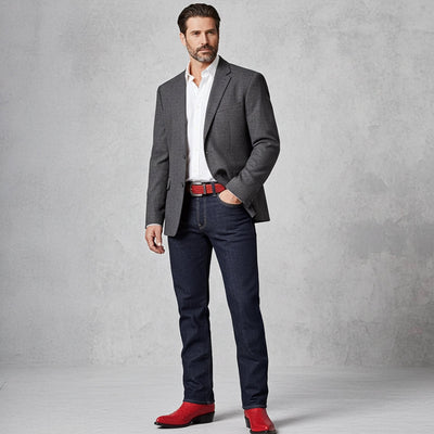 Los Altos Red ostrich western boots with pointed j-toe