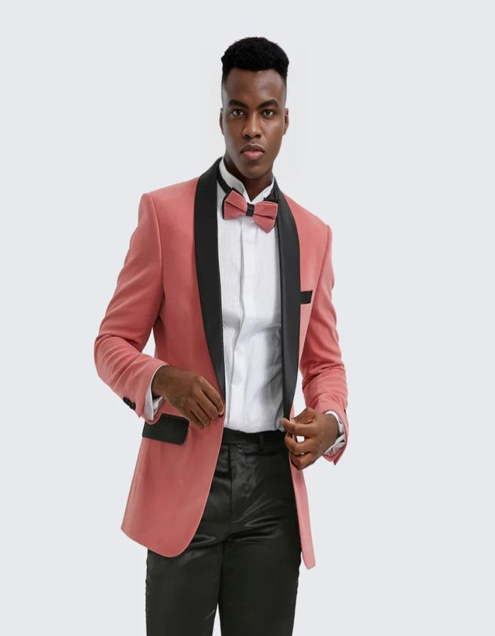 Mauve Velvet Tuxedo Jacket Slim Fit with Shawl Lapel - Wedding - Prom 2026