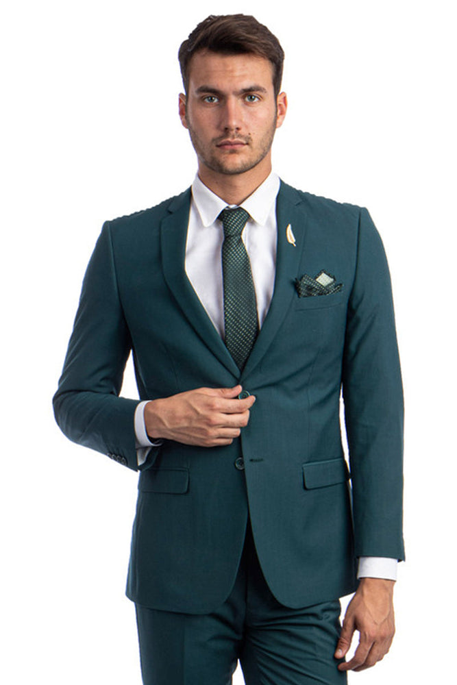 Men's Teal Green Slim Fit Wedding Suit by Tazzio Suits