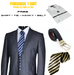 Men's 2 Piece Two Button Dark Navy Suit- Dress Shirt, Free Tie & Hankie Package Combo ~ Combination mensusa