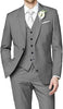 Men's Gray 2 Button Vested 3 Piece three piece suit - Jacket + Pants + Vest mensusa