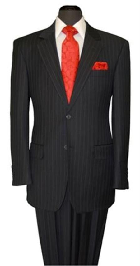 Mens Two Button Pinstripe Suit in Black and White main image 1