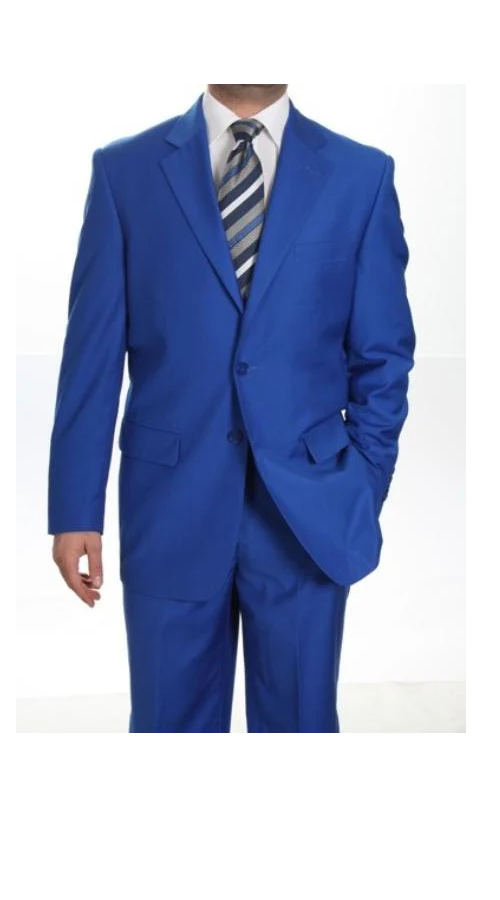 Men's Two Button Dress Cheap Priced Business Suits Clearance Sale for Men Royal Blue Jacket Blazer + Pants