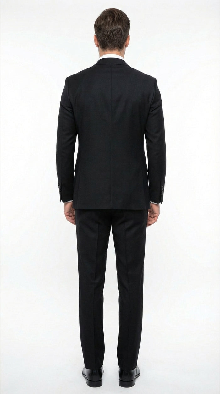 Tiglio Men’s Black 3 Piece Suit – Classic Formal Business Suit with Vest for Wedding and Special Occasion