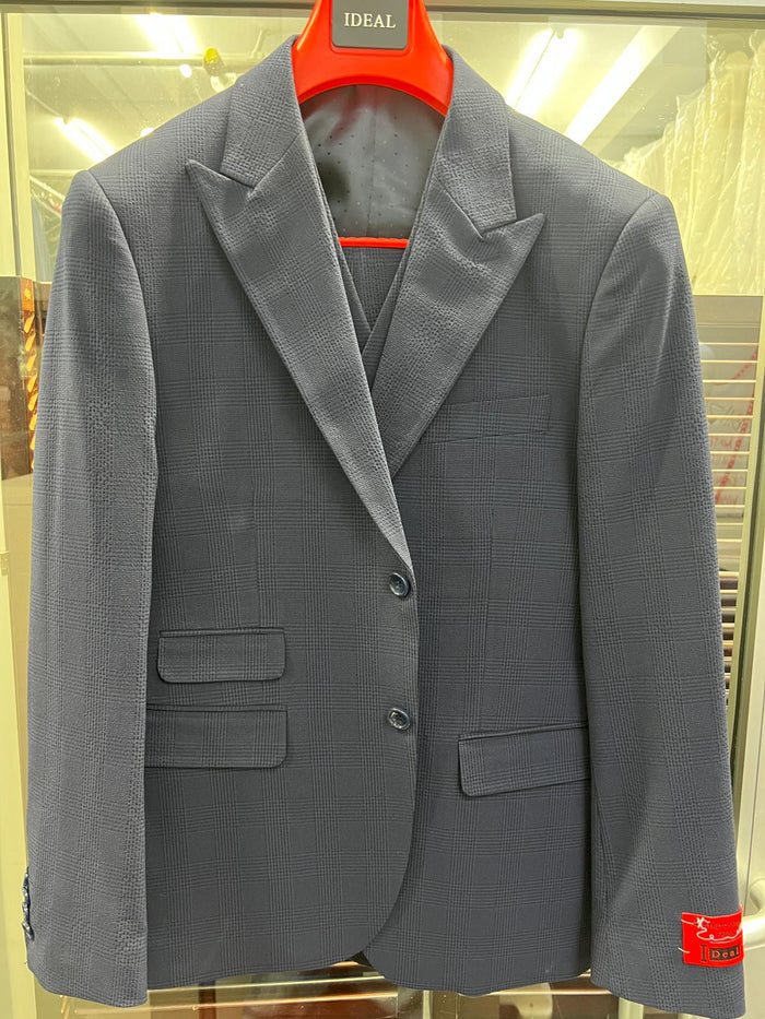 Men's Charcoal Grey Checkered Sport Coat – Classic Plaid Windowpane Pattern Blazer