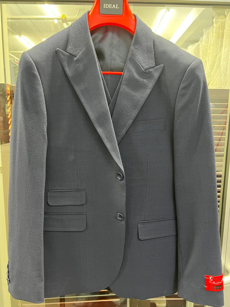 Men's Charcoal Grey Checkered Sport Coat – Classic Plaid Windowpane Pattern Blazer