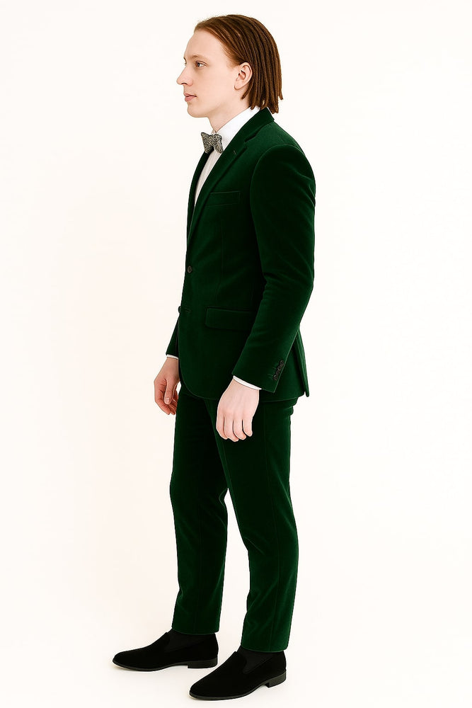Men’s Emerald Green Velvet Suits – Slim Fit Tuxedo for Weddings, Prom, and Red Carpet Events
