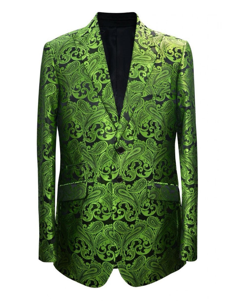 Men's Green Paisley Tuxedo Blazer – Luxury Slim Fit Dinner Jacket for Formal Events