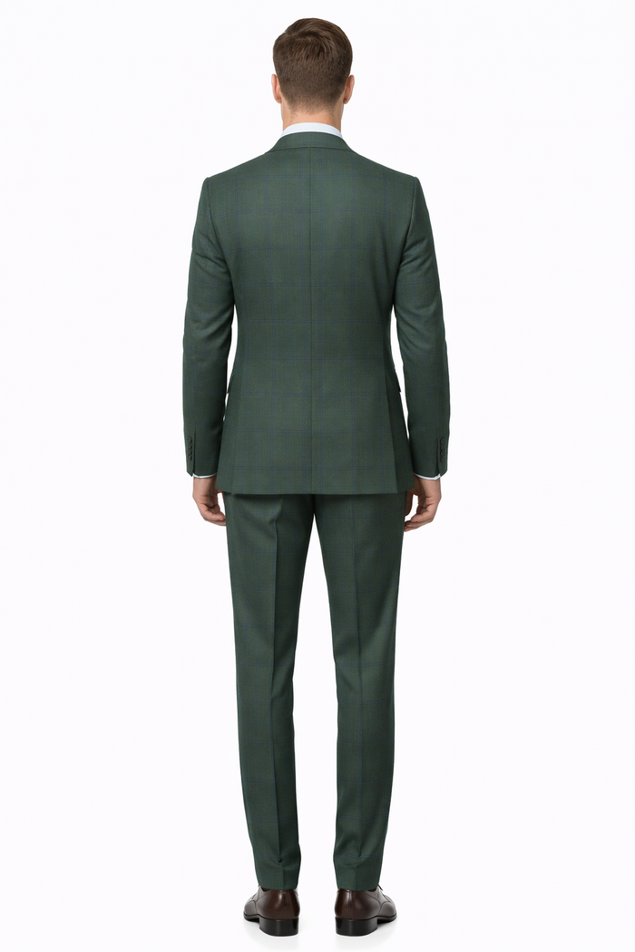Men’s Green Plaid 3-Piece Suit – Classic Check Slim Fit Suit for Weddings, Church, and Formal By Rossiman