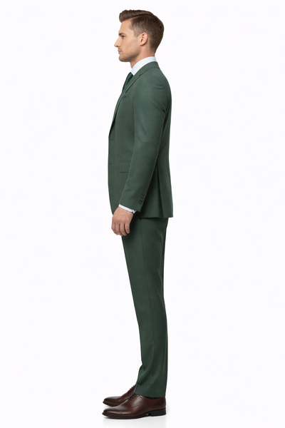 Men’s Green Plaid 3-Piece Suit – Classic Check Slim Fit Suit for Weddings, Church, and Formal By Rossiman