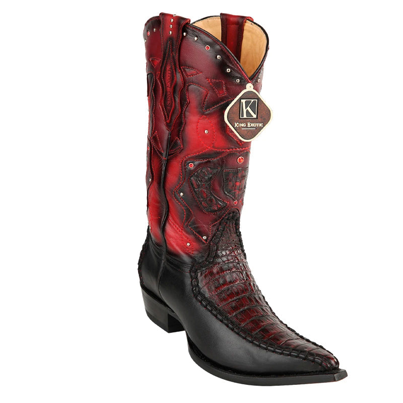 Men's King Exotic Boots Genuine Caiman Belly 3x Toe Black Cherry (495v ...