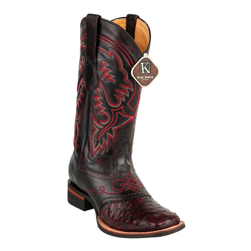 Men's King Exotic Elephant Skin Boots Rubber Sole & Saddle Square Toe Handcrafted Cognac