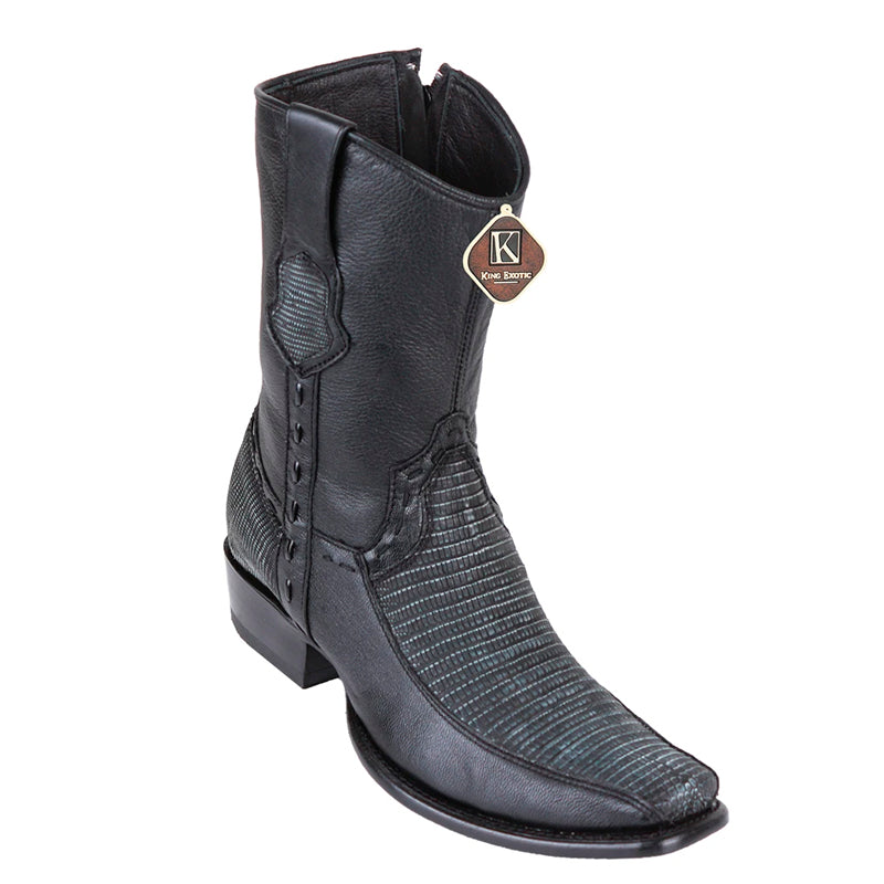 Men's King Exotic Teju Lizard Boots With Deer Dubai Toe Handcrafted  Faded Burgundy (479BF0743) main image 0