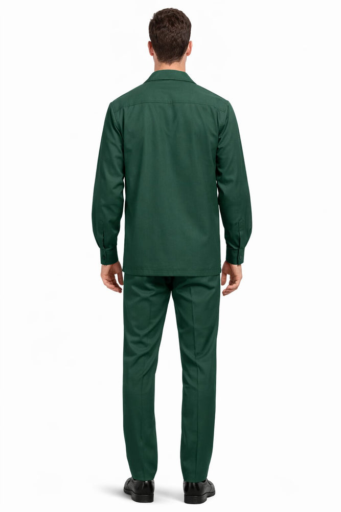 Mens Luxury Hunter Green Wool Two-Piece Leisure Walking Suit