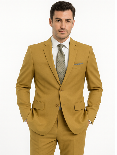 Men’s 2-Button Camel Khaki Single Breasted Suit