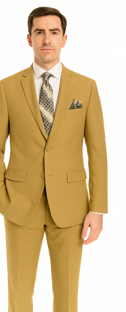 Men’s 2-Button Camel Khaki Single Breasted Suit