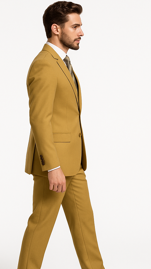 Men’s 2-Button Camel Khaki Single Breasted Suit
