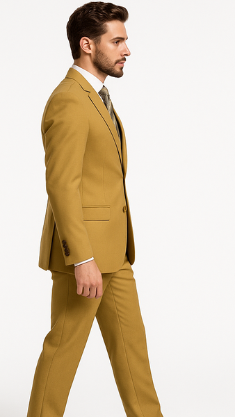 Men’s 2-Button Camel Khaki Single Breasted Suit