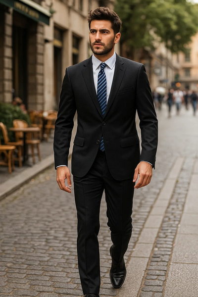 Men’s Black Two-Button Suit 