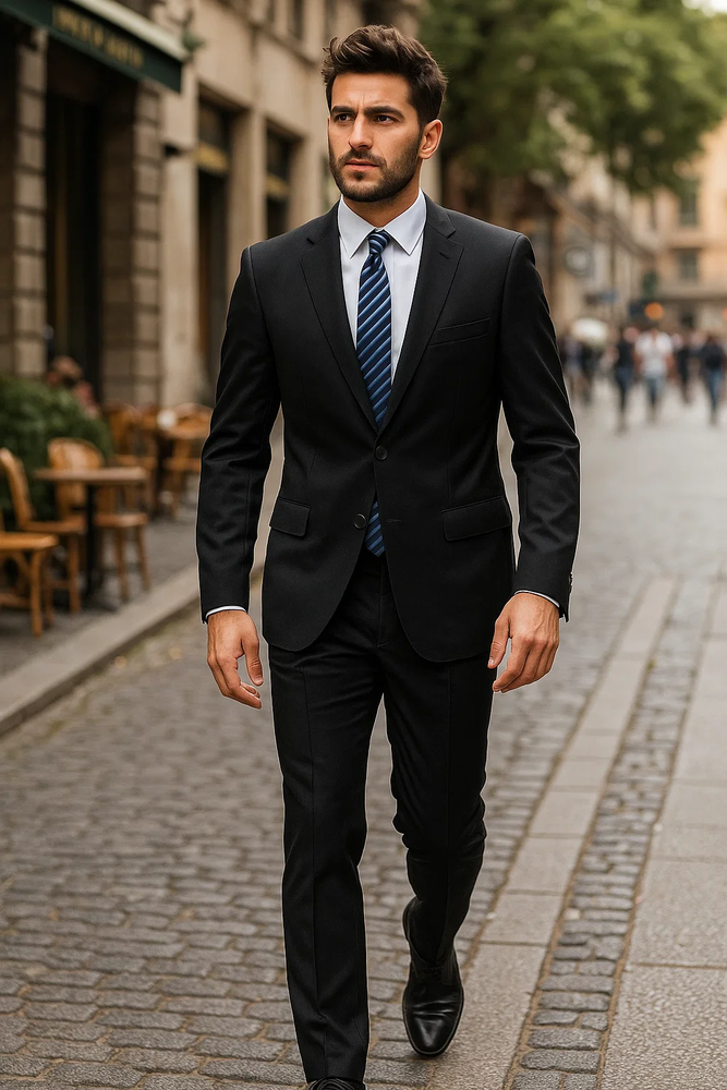 Men’s Black Two-Button Suit 