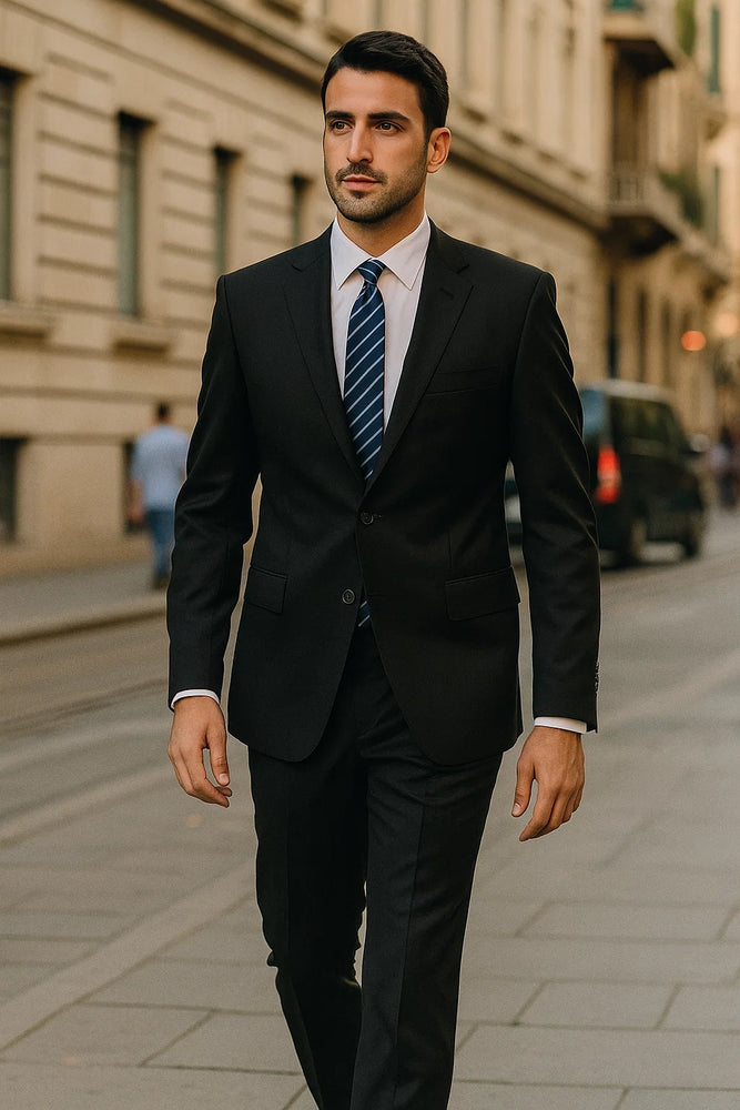 Men’s Black Two-Button Suit 