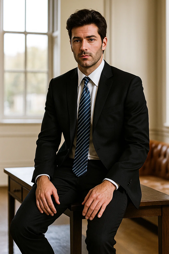 Men’s Black Two-Button Suit 