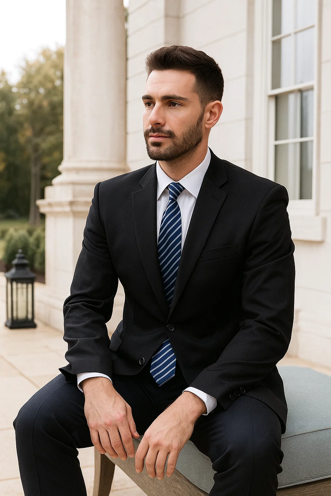 Men’s Black Two-Button Suit 