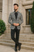 Men’s Black and Silver Paisley Tuxedo Jacket 