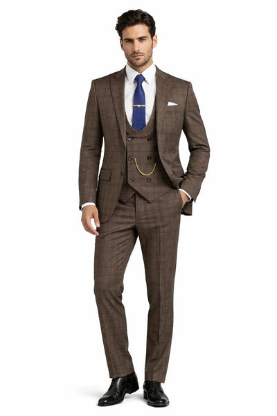 Men’s Brown 3-Piece Slim Fit Suit 