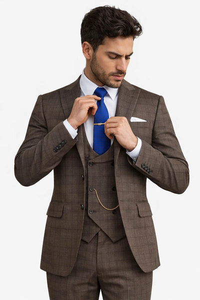 Men’s Brown 3-Piece Slim Fit Suit 