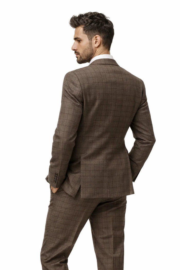 Men’s Brown 3-Piece Slim Fit Suit 