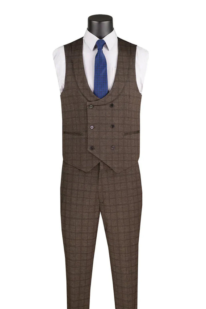 Men’s Brown 3-Piece Slim Fit Suit 
