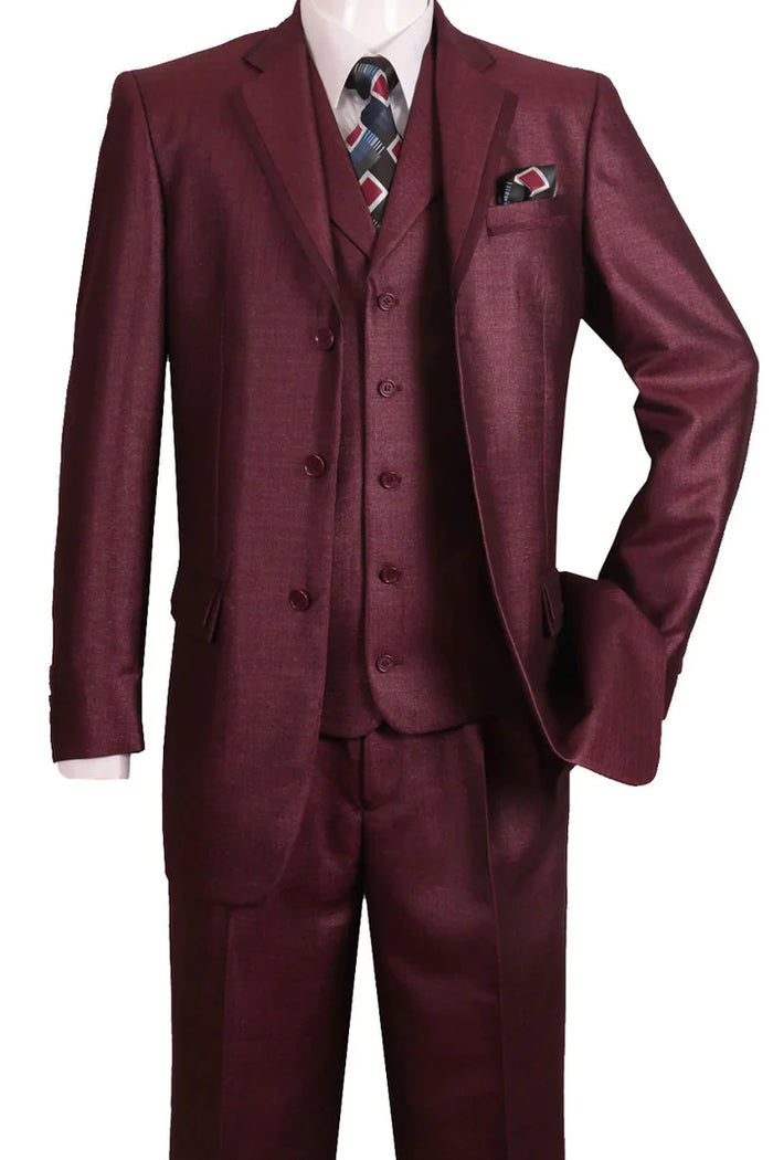 Men’s Burgundy 3-Piece Suit 
