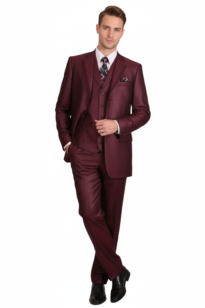 Men’s Burgundy 3-Piece Suit 