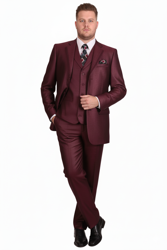 Men’s Burgundy 3-Piece Suit 