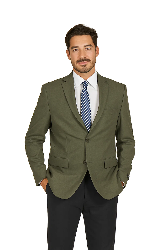 Men’s Classic Olive 2 Button Blazer Suit Jacket