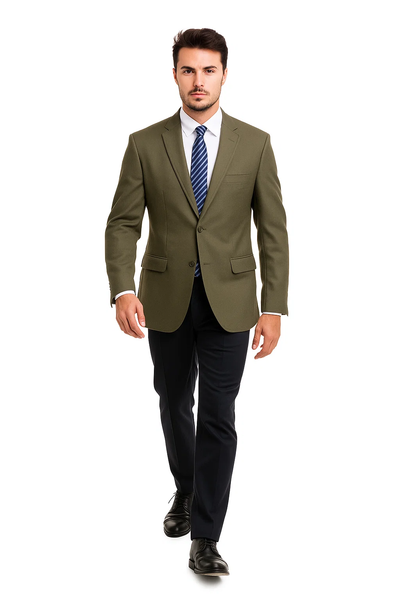 Men’s Classic Olive 2 Button Blazer Suit Jacket
