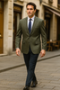 Men’s Classic Olive 2 Button Blazer Suit Jacket
