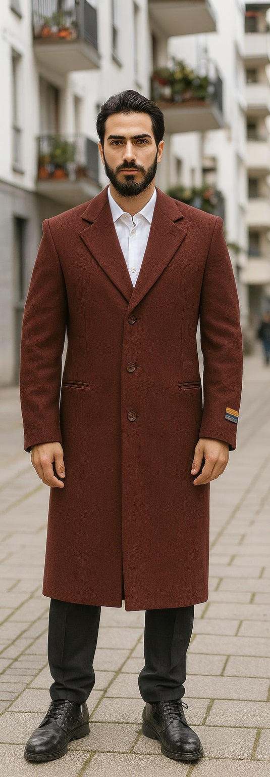 Men's Dress Coat  Regular Fit Wool ~ Poly Blend  Rust ~ Cognac Overcoat main image 1