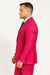 Men's Fuchsia Hot Pink Color 2 Buttons Suit Vested Slim Fit Suit