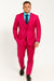 Men's Fuchsia Hot Pink Color 2 Buttons Suit Vested Slim Fit Suit