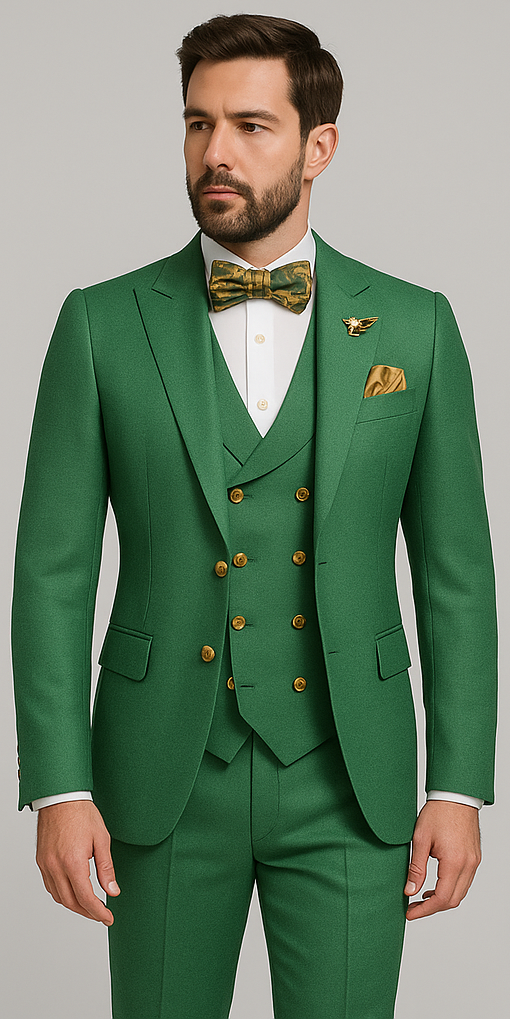 Rossiman Suit - Sateen Suit - Green Shiny Suit main image 1