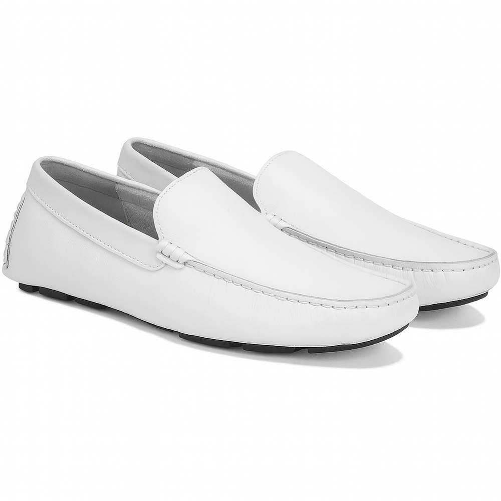 Men's Handmade White Vestigium Genuine Sharkskin Stylish Dress Loafer Full Leather Lining