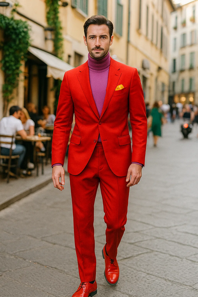 Men’s Hot Red 2-Piece Suit
