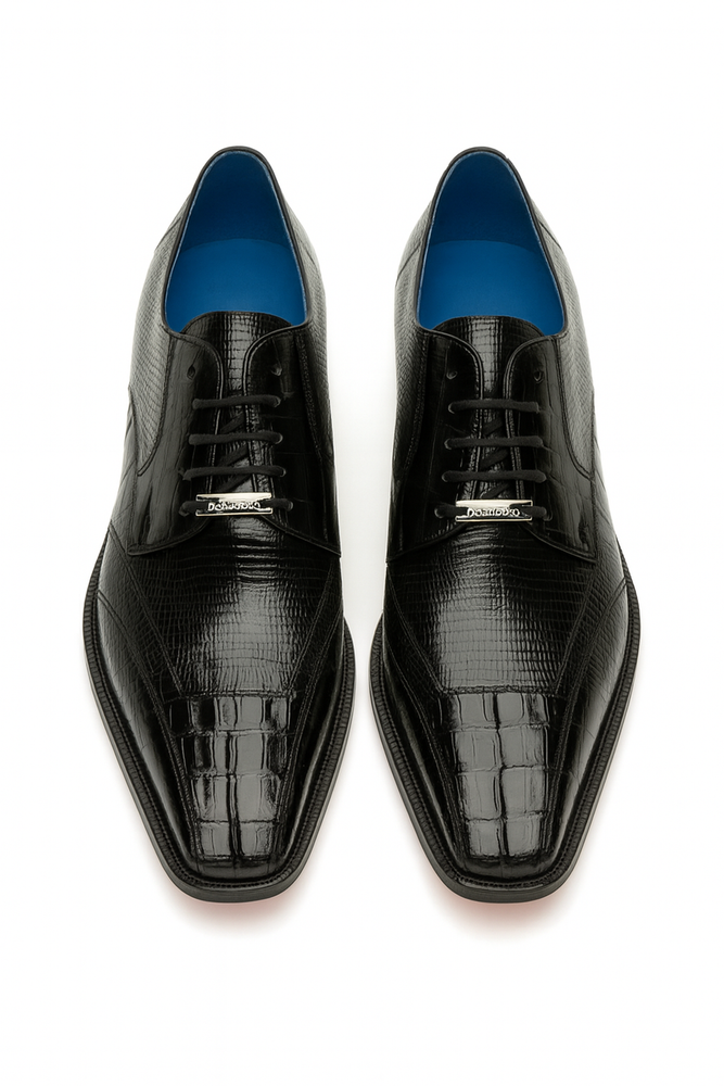 Men's Belvedere Valter Black Genuine Crocodile & Lizard Skin Dress Shoes