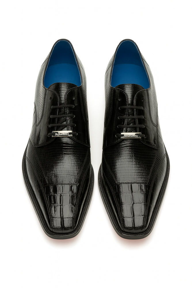 Men's Belvedere Valter Black Genuine Crocodile & Lizard Skin Dress Shoes
