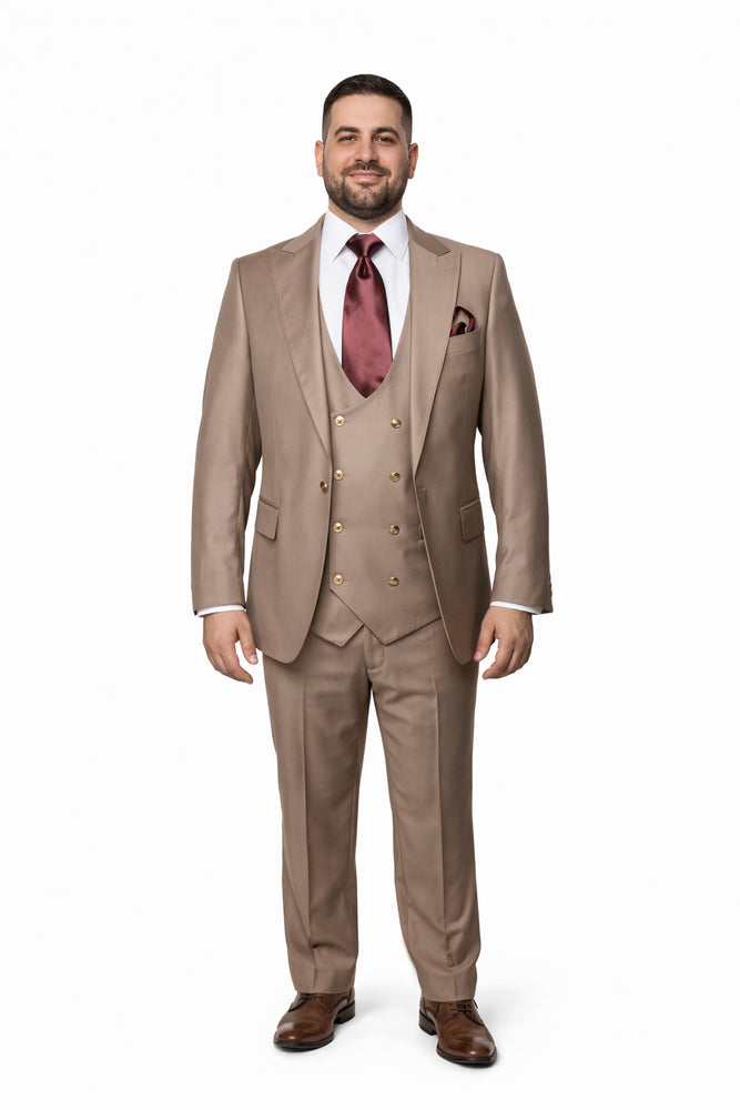 Rossi Man MAX RM1172 Mocha Slim Fit 3-Piece Suit – Men’s Formalwear
