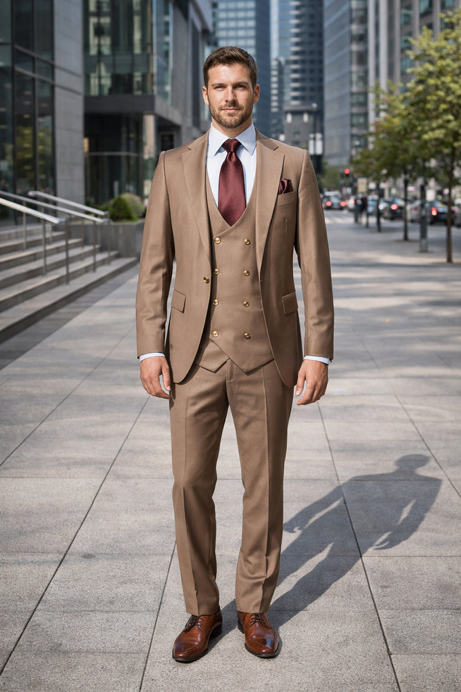 Rossi Man MAX RM1172 Mocha Slim Fit 3-Piece Suit – Men’s Formalwear