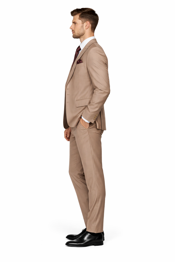 Men’s Modern Formal Suit – Rossi Man Max Slim Fit 3-Piece in Solid Mocha | RM1172