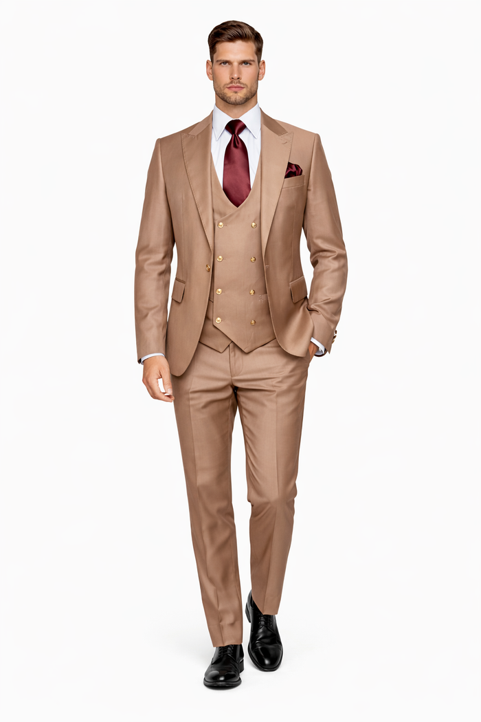 Men’s Modern Formal Suit – Rossi Man Max Slim Fit 3-Piece in Solid Mocha | RM1172